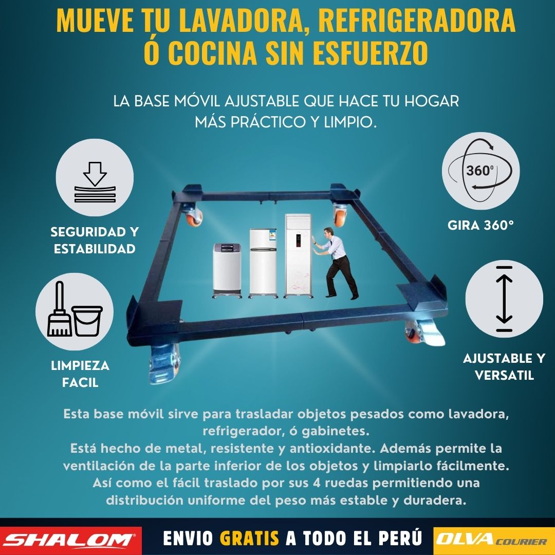 Base de Metal con Ruedas y Freno hasta 300Kg Para Todo Uso