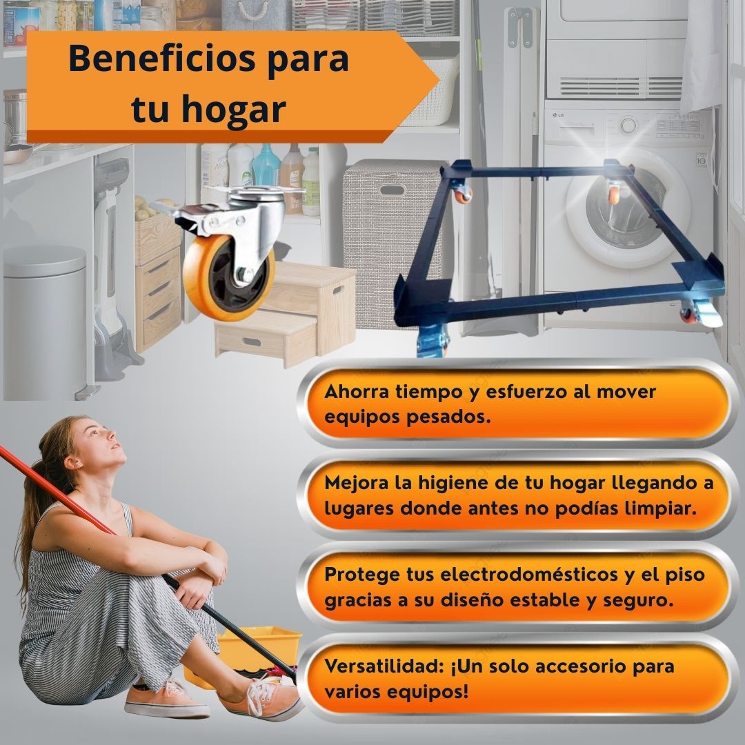 Base de Metal con Ruedas y Freno hasta 300Kg Para Todo Uso