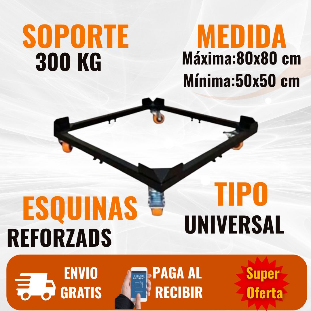 Base de Metal con Ruedas y Freno hasta 300Kg Para Todo Uso