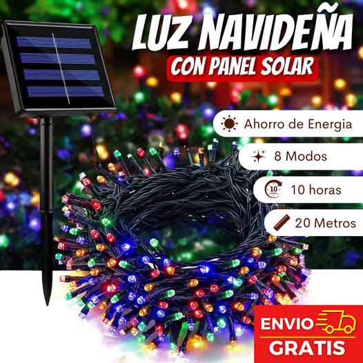 Luces Navideñas  con Panel Solar - Dorado de 20 Mts
