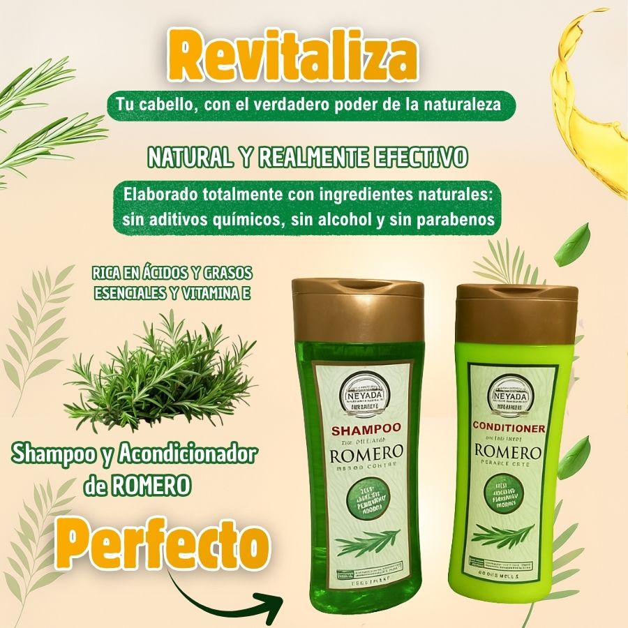 Pack de Shampoo  y Acondicionador de Romero 420ML + Envío Gratis