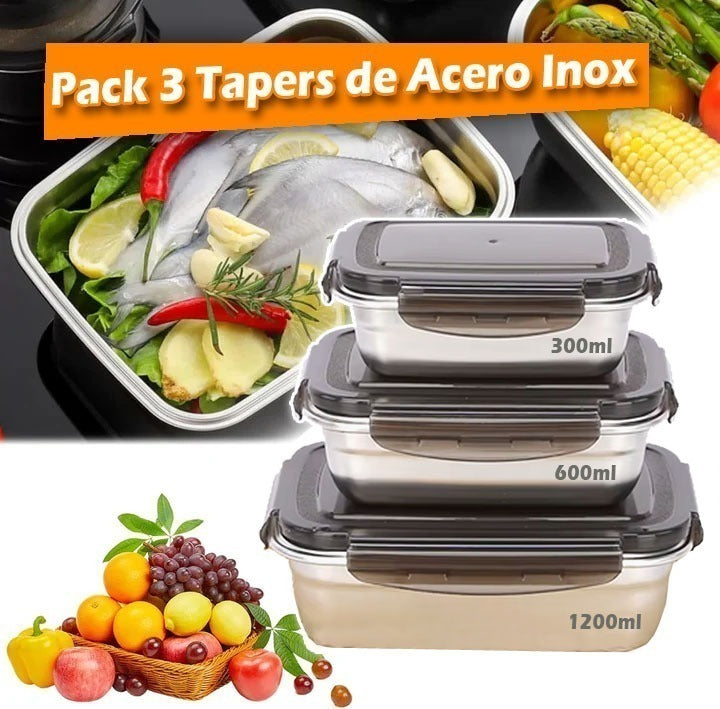 Juego de 3 Tapers Acero Inoxidable