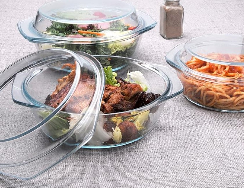 Juego de 3 Cazuelas con Tapa - Apto Frío y Calor