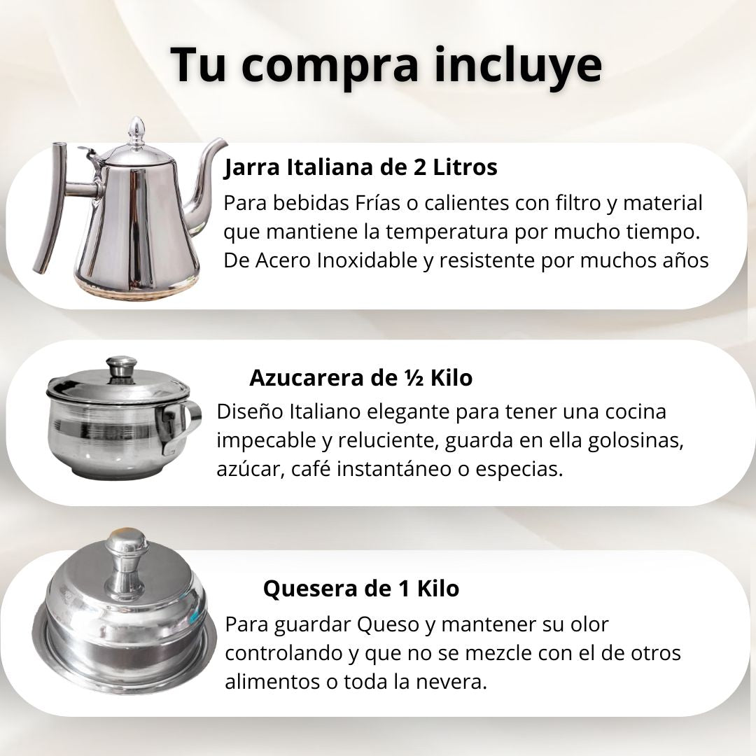 Combo Jarra con Filtro 2 L + Azucarera + Quesera
