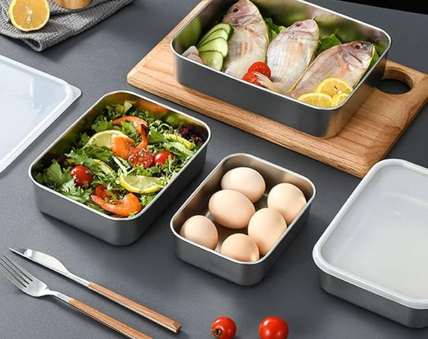 Juego de 3 Contenedores para Alimentos de Acero Inoxidable S304
