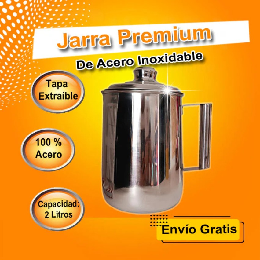 Jarra Premium Pesada, con tapa de Acero inoxidable PRO 2 litros
