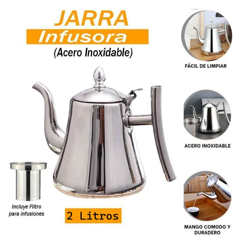 Jarra con Filtro de Acero Inoxidable 2L.