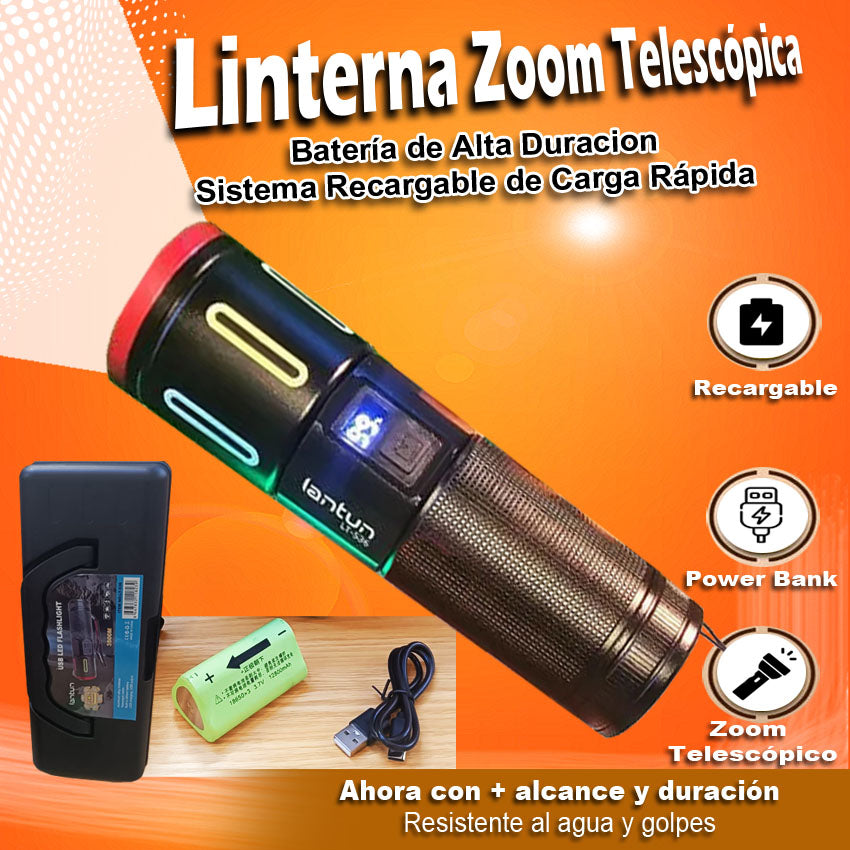 Linterna Telescopica SuperPotente🔦 Power Bank🔋