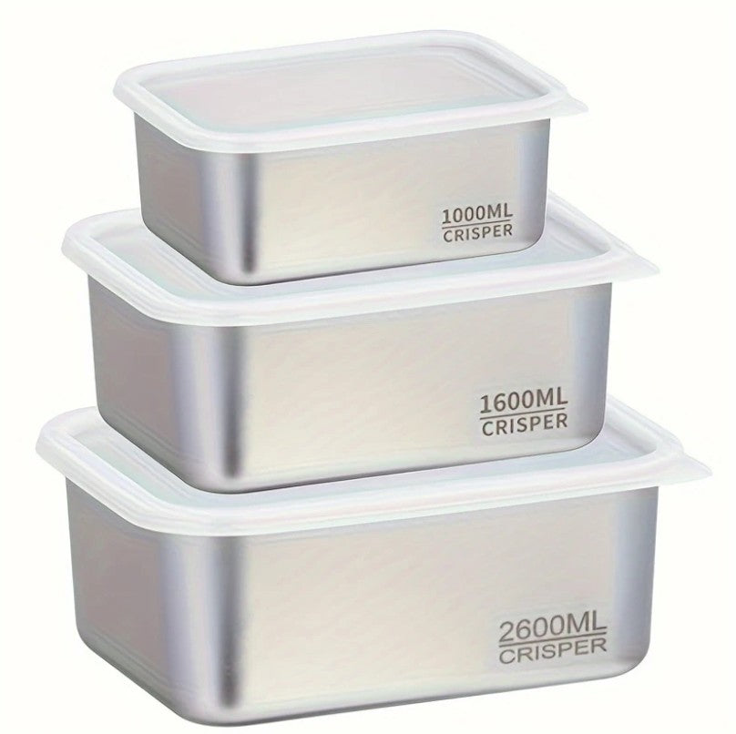 Juego de 3 Contenedores para Alimentos de Acero Inoxidable S304