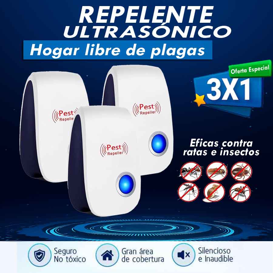 3x1 REPELENTE ULTRASÓNICO: Protección Total sin Veneno!