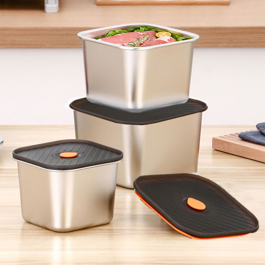 3 Contenedores Premium de Acero Inoxidable