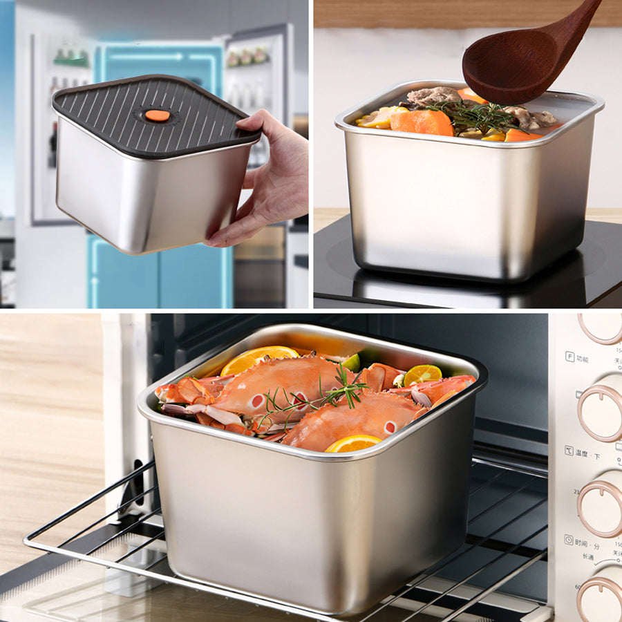 3 Contenedores Premium de Acero Inoxidable