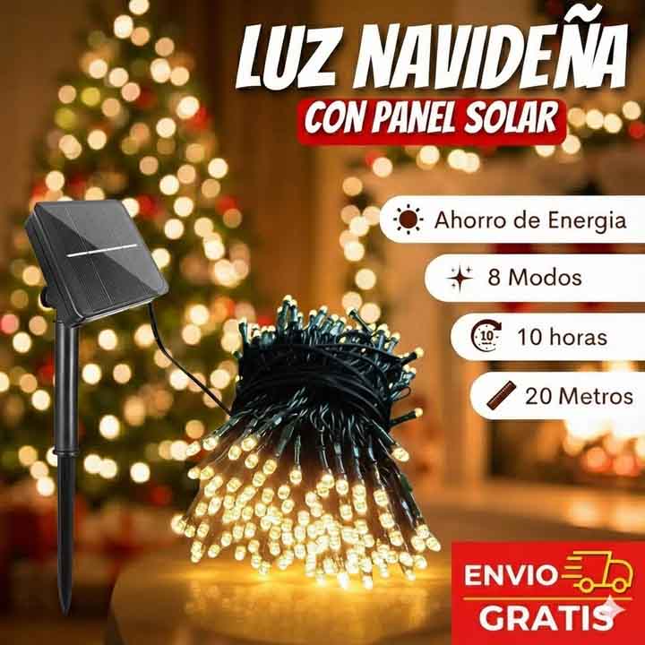 Luces Navideñas  con Panel Solar - Dorado de 20 Mts